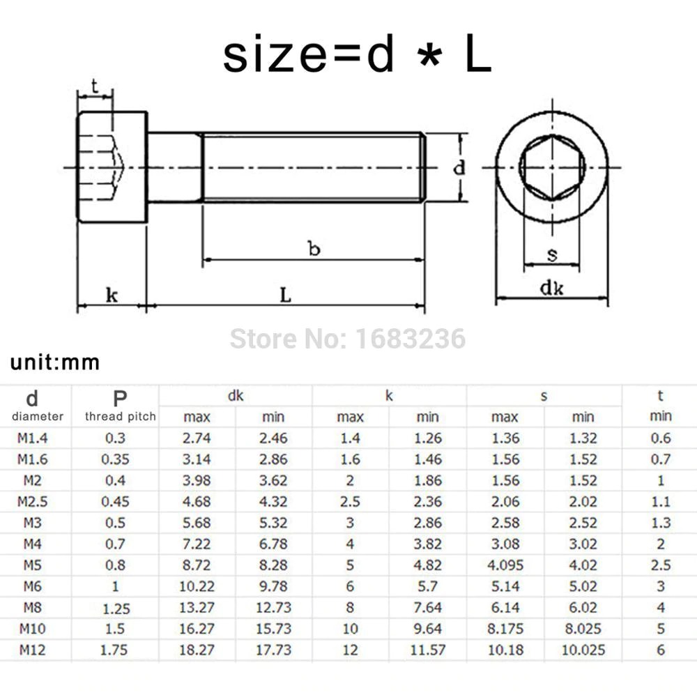 Hex Socket Bolt Head Cap Screws 304 Stainless Steel Din912 M3 M4 M5 M6 