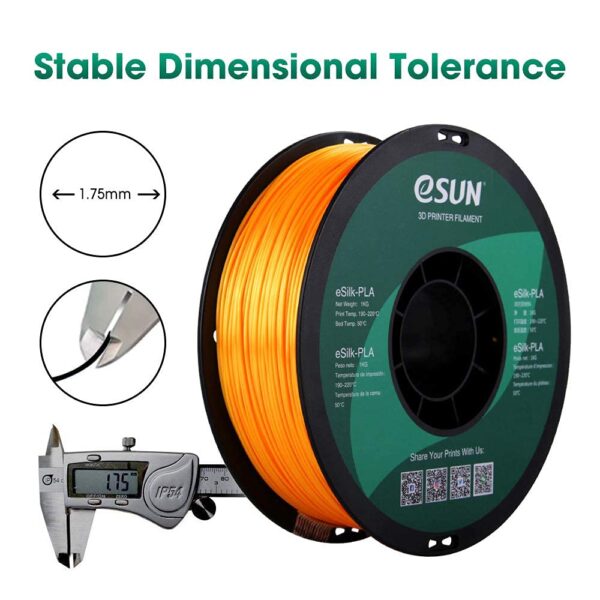 eSUN Silk PLA 3D Printer Filament, Dimensional Accuracy +/- 0.03 mm, 1 kg Spool, 1.75 mm