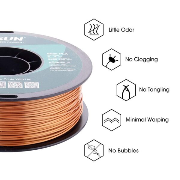 eSUN Silk PLA 3D Printer Filament, Dimensional Accuracy +/- 0.03 mm, 1 kg Spool, 1.75 mm