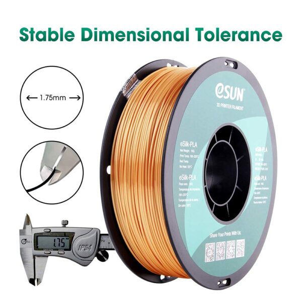 eSUN Silk PLA 3D Printer Filament, Dimensional Accuracy +/- 0.03 mm, 1 kg Spool, 1.75 mm