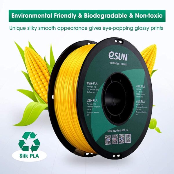 eSUN Silk PLA 3D Printer Filament, Dimensional Accuracy +/- 0.03 mm, 1 kg Spool, 1.75 mm