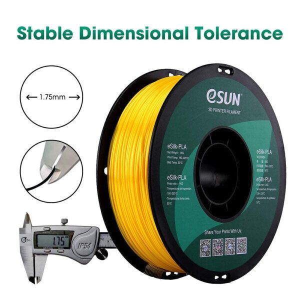 eSUN Silk PLA 3D Printer Filament, Dimensional Accuracy +/- 0.03 mm, 1 kg Spool, 1.75 mm