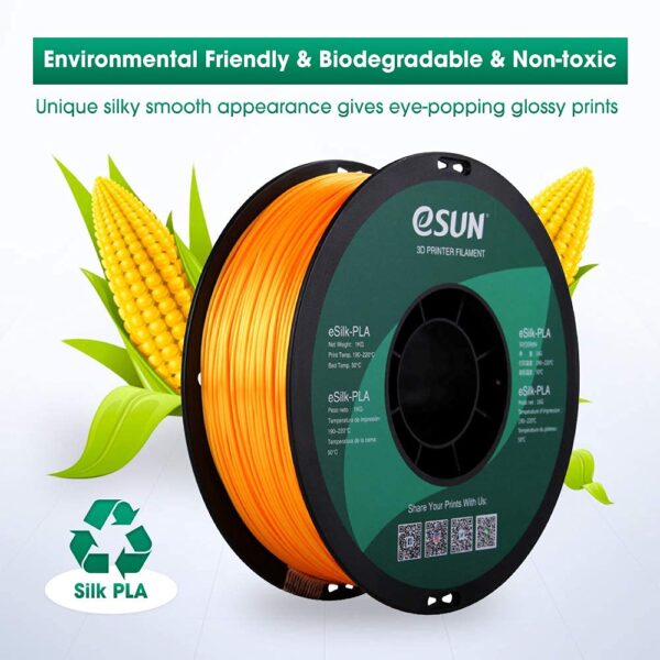 eSUN Silk PLA 3D Printer Filament, Dimensional Accuracy +/- 0.03 mm, 1 kg Spool, 1.75 mm