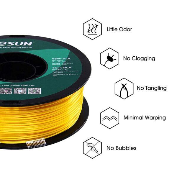 eSUN Silk PLA 3D Printer Filament, Dimensional Accuracy +/- 0.03 mm, 1 kg Spool, 1.75 mm