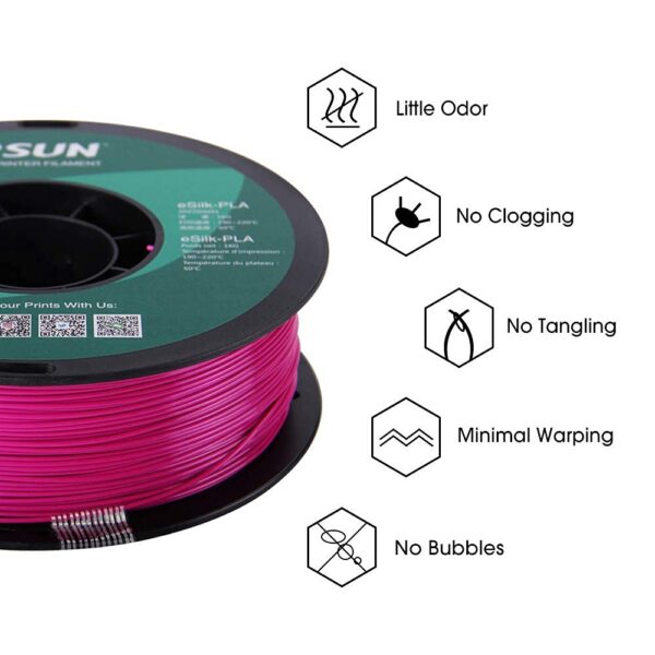 eSUN Silk PLA 3D Printer Filament, Dimensional Accuracy +/- 0.03 mm, 1 kg Spool, 1.75 mm, Violet