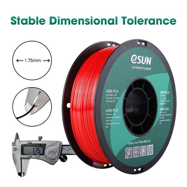 eSUN Silk PLA 3D Printer Filament, Dimensional Accuracy +/- 0.03 mm, 1 kg Spool, 1.75 mm