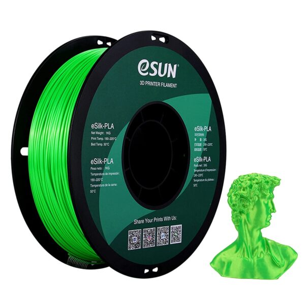 eSUN Silk PLA 3D Printer Filament, Dimensional Accuracy +/- 0.03 mm, 1 kg Spool, 1.75 mm, Green
