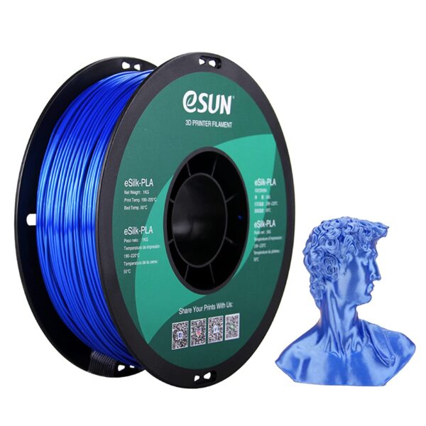 eSUN Silk PLA 3D Printer Filament, Dimensional Accuracy +/- 0.03 mm, 1 kg Spool, 1.75 mm, Blue