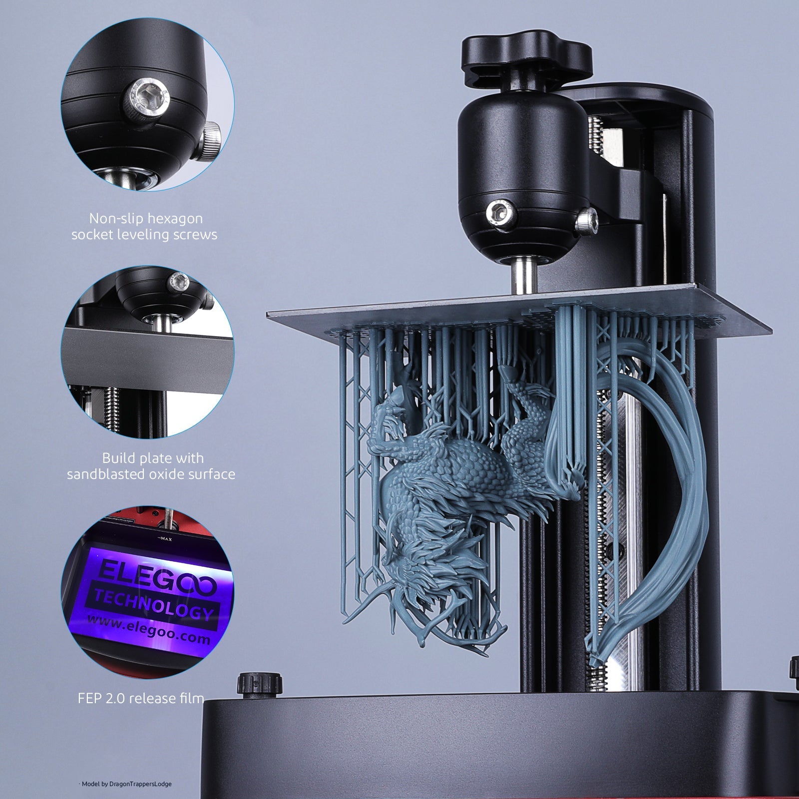 Imprimante 3D en résine ELEGOO S et plaque de Maroc