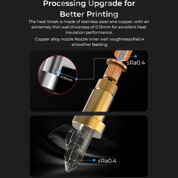 Creality K1 Ceramic Heating Block Upgrade Kit S, 3D Printer Parts Copper+Stainless Steel Heat Break 300°C High Temperature Resistance Hotend Heating