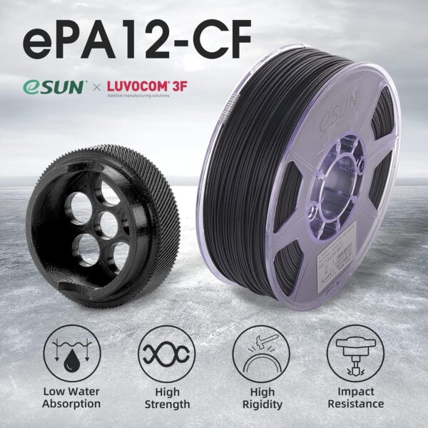eSUN Super Enhanced Carbon Fiber Filled Nylon Filament 1.75mm, Upgraded PA12 CF 3D Printer Filament