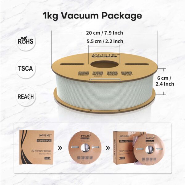 JAMG HE 1 kg Marble PLA Spool 1.75 mm – Image 2