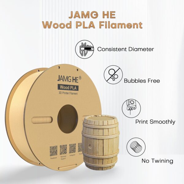 JAMG HE 1 kg Wood PLA Spool 1.75 mm – Image 2