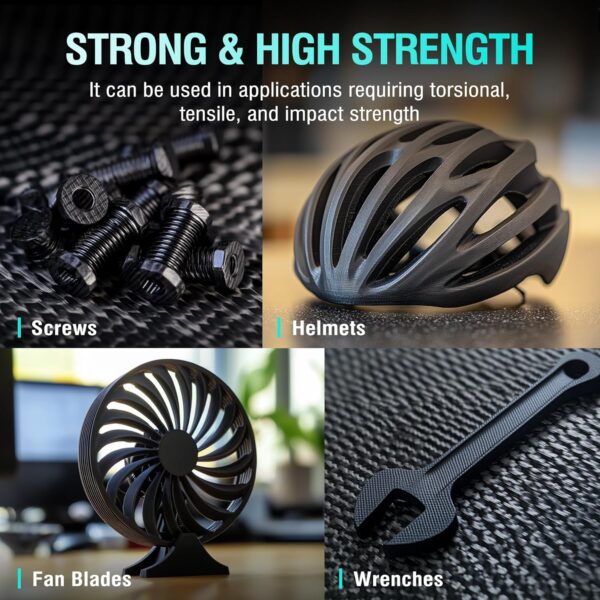 Sunlu Nylon-6 Carbon Fiber (PA6-CF) Black Filament 1.75mm, 1KG – Image 2