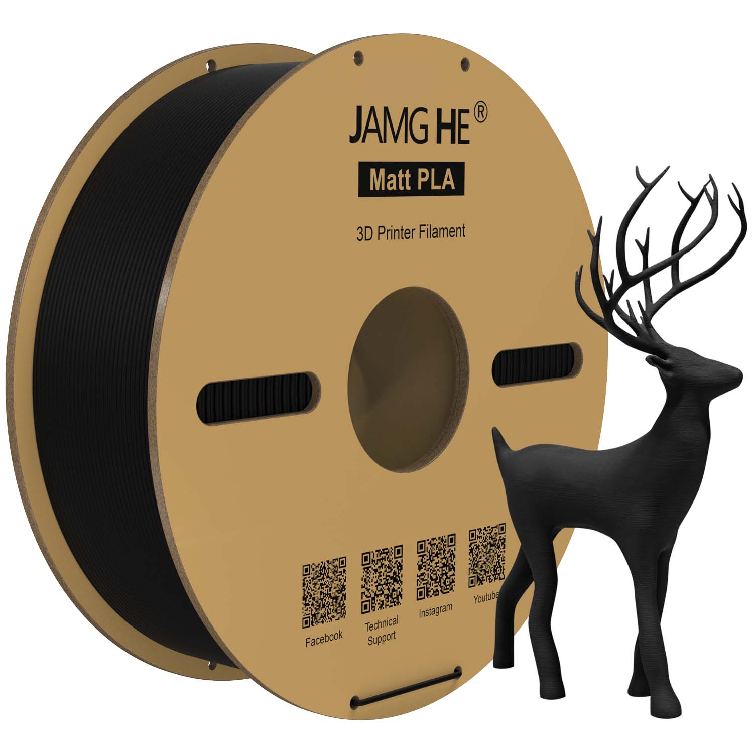 JAMG HE Matte PLA Black Filament 1.75mm 1KG