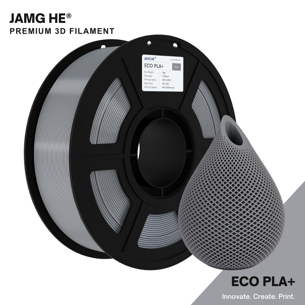 JAMG HE Eco-PLA+ Silver Filament 1.75mm, 1 Kg