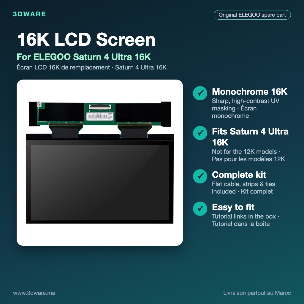 ELEGOO Saturn 4 Ultra 16K LCD Screen - fitment and key features